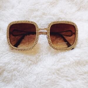 Avelina Brown Crystal Embellished Sunglasses